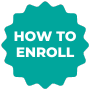 ID: Teal seal circle with white text "How to enroll"